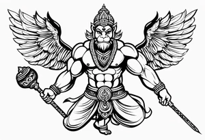 hanuman flying holding his mace (no wings) tattoo idea