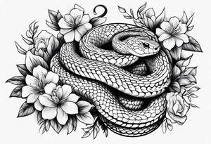 Snake with flowers tattoo idea