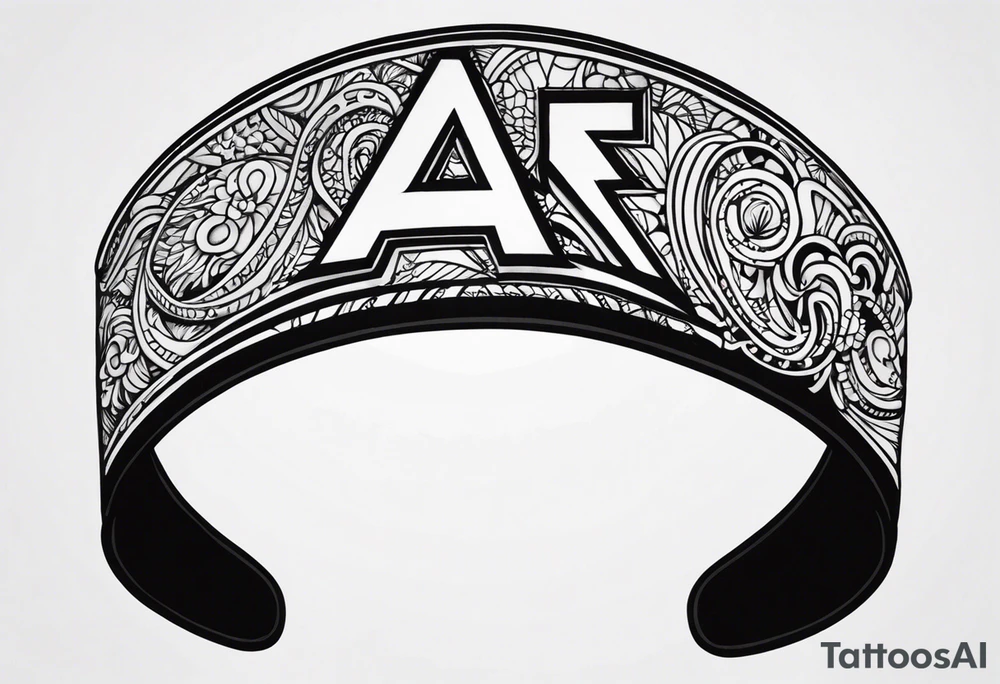 A headband with the letters A R in the middle tattoo idea