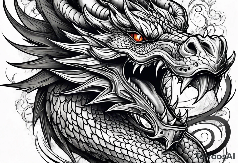 Dragon gets out of skin tattoo idea