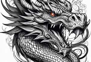 Dragon gets out of skin tattoo idea