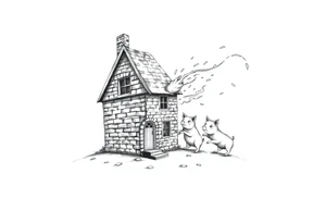 Brick house being blown off 3 little piggy's by a big bad wolf tattoo idea