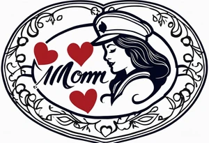 sailor style with word “mom” in a heart tattoo idea