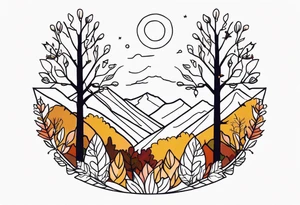 thigh tattoo with fall colors and nature theme tattoo idea