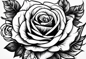 A long stem rose stem stabbed through a human hand tattoo idea