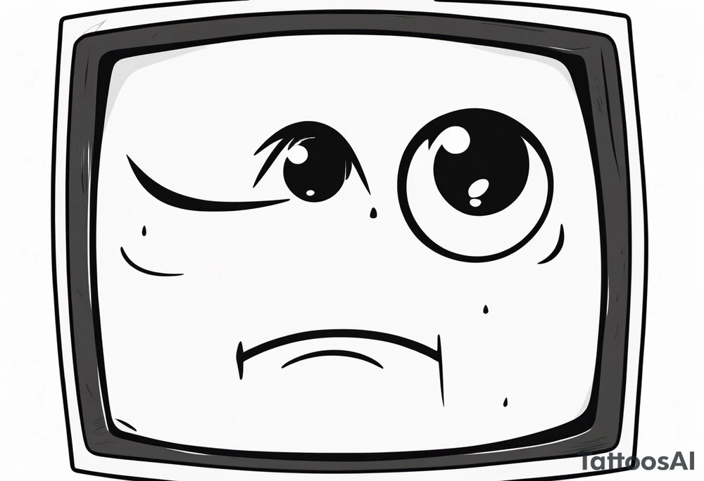 retro television set character with a sad crying face tattoo idea