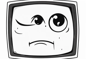 retro television set character with a sad crying face tattoo idea