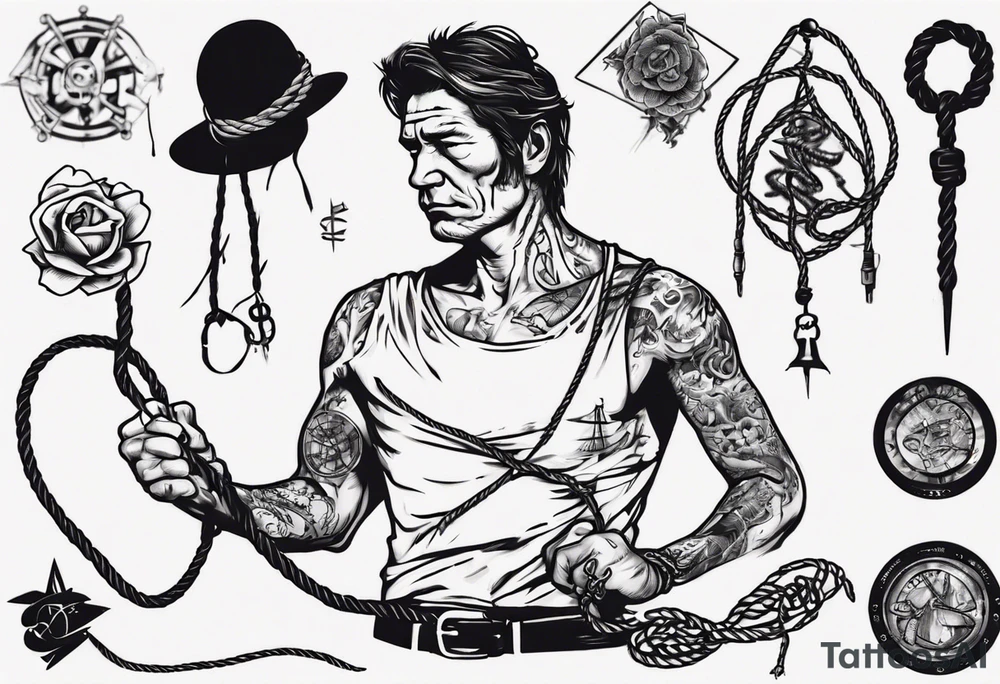 han with a rope manipulating a human tattoo idea