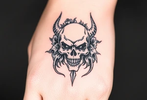 Demonic skull with filler around it tattoo idea