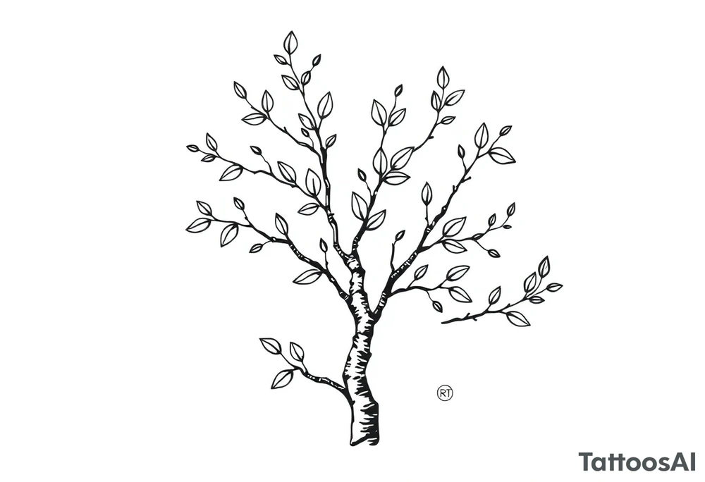 birch tree with leaves tattoo idea