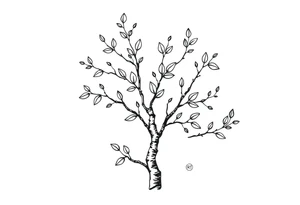 birch tree with leaves tattoo idea