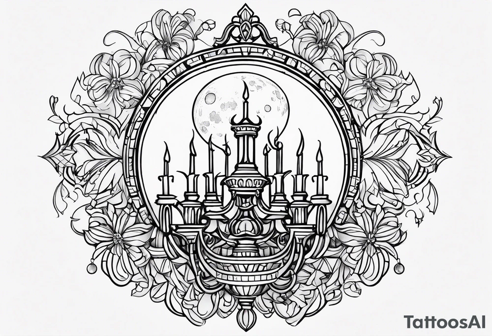 Moon chandelier tattoo idea
