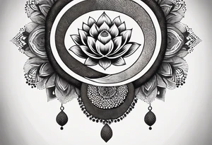 Snake with lotus and mandela tattoo idea