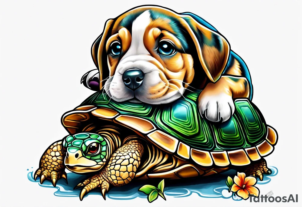 puppy with a turtle] tattoo idea