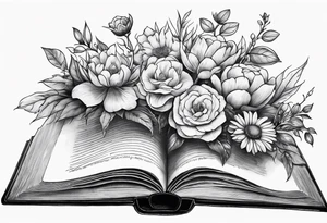 An open book with flowers growing out of it tattoo idea