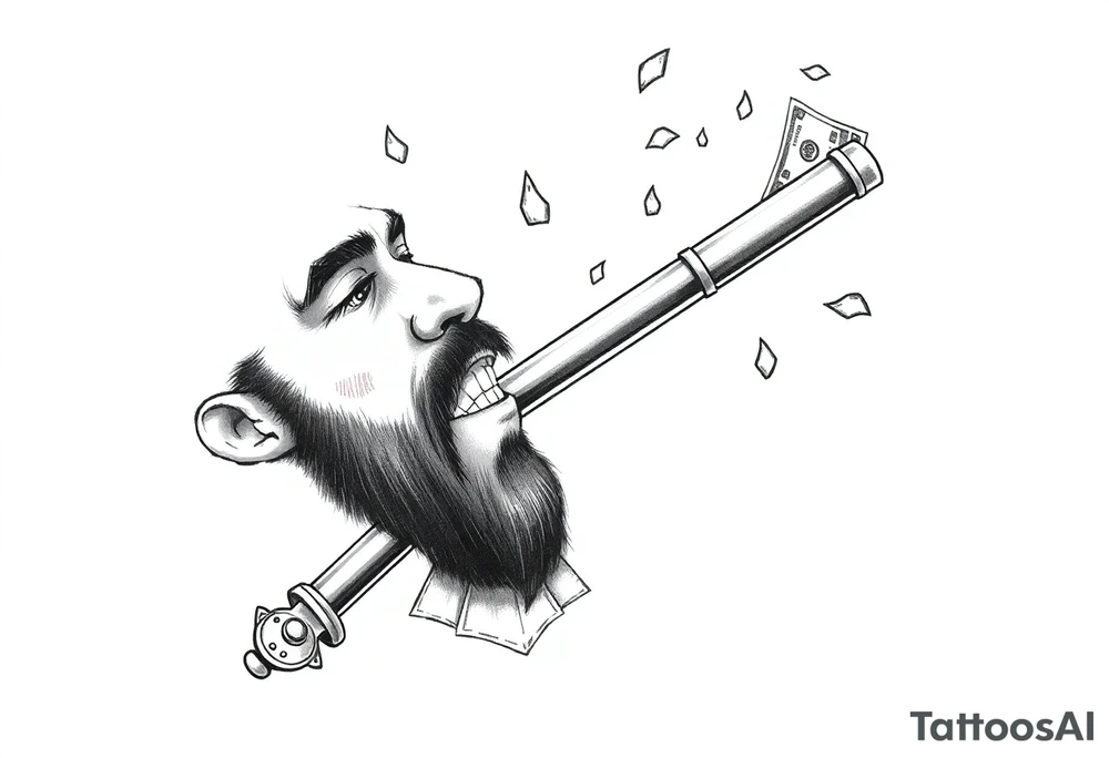 Barber pole  Razor with raining  money tattoo idea