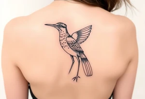 Realtistic large road Runner bird, for placement on the upper thigh tattoo idea