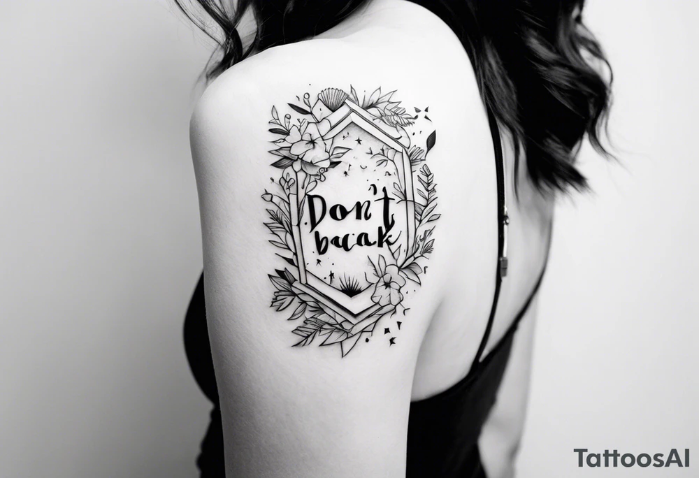 A tattoo with words only. The words are “Don’t look back” tattoo idea