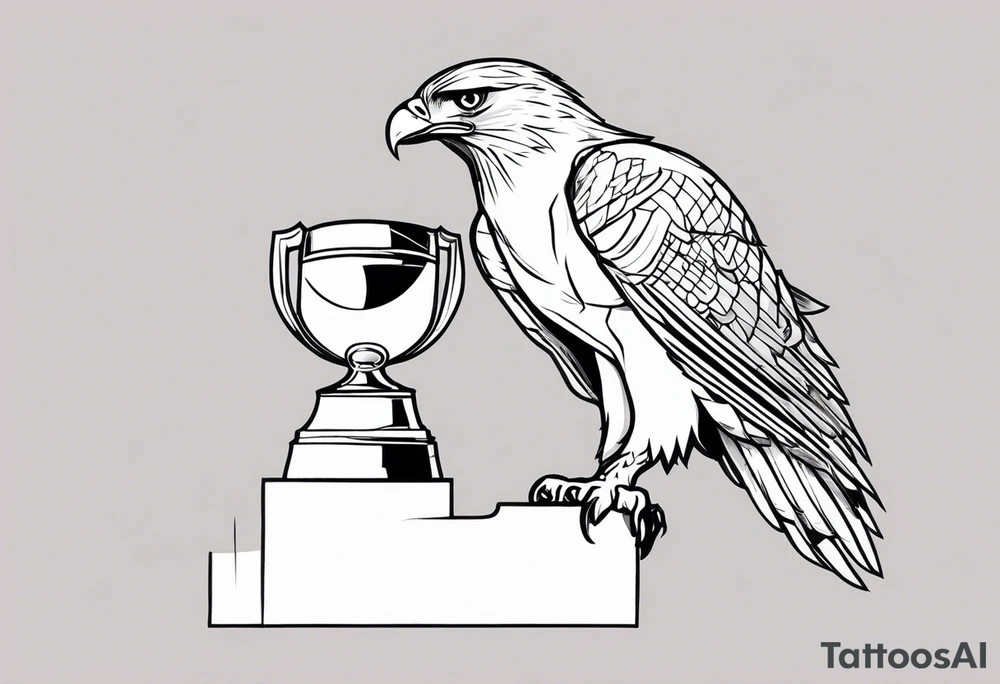 Hawk holding a trophy 2024 tattoo idea