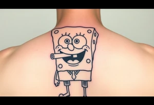 spongebob square pants stoned with a blunt in his mouth tattoo idea