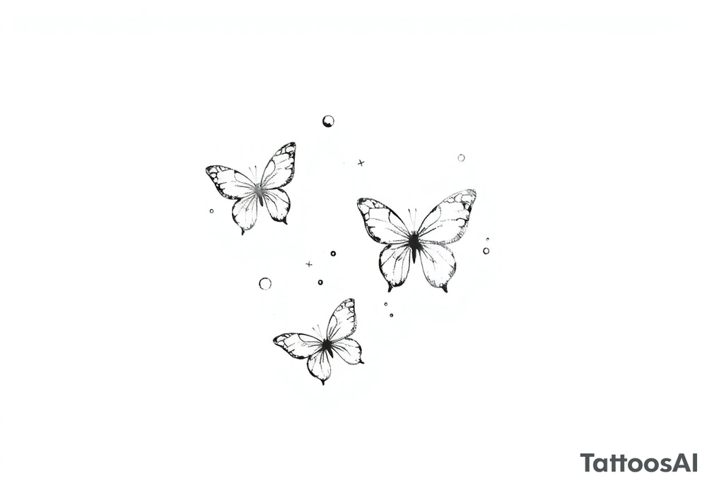 Simple butterflies with sparkles and some bubbles tattoo idea Simple butterflies with sparkles and some bubbles tattoo idea