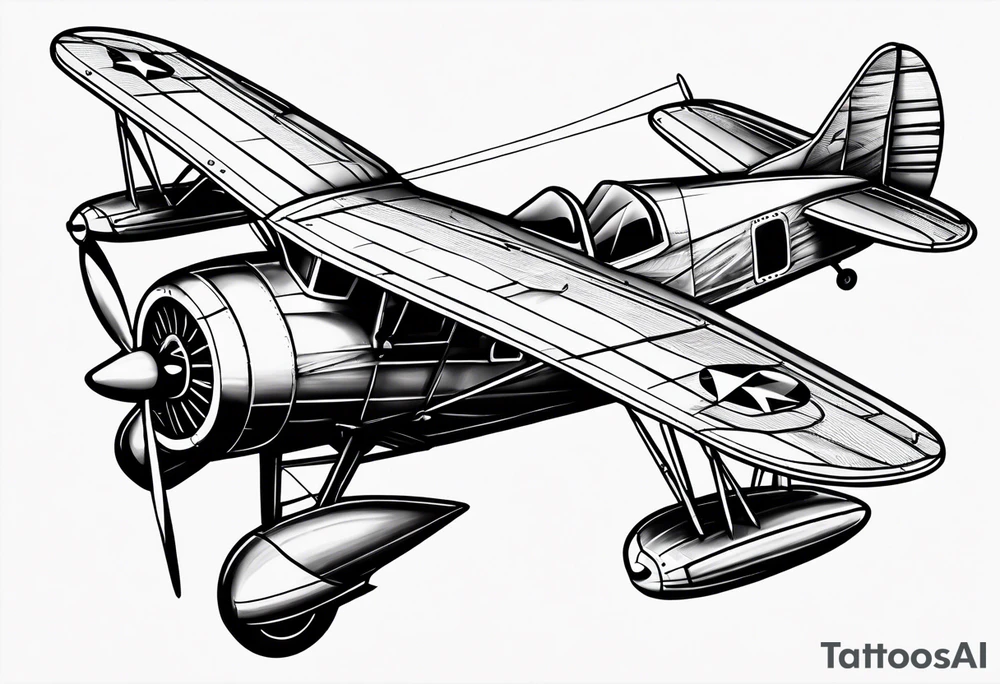 sketch of adventure plane in perspective from the above tattoo idea