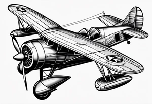 sketch of adventure plane in perspective from the above tattoo idea