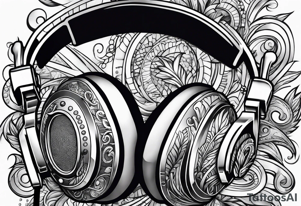 money with headphones with microphone tattoo idea