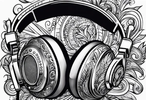 money with headphones with microphone tattoo idea