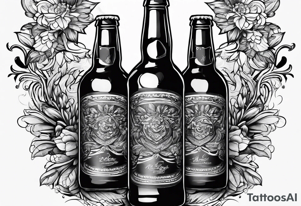 two beer bottles cheersing tattoo idea