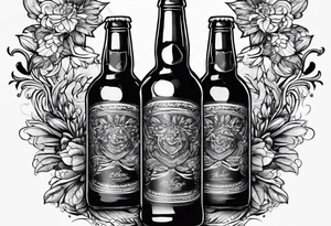 two beer bottles cheersing tattoo idea