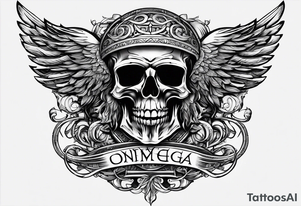 Greek Capital Letter Omega symbol death metal style tattoo idea