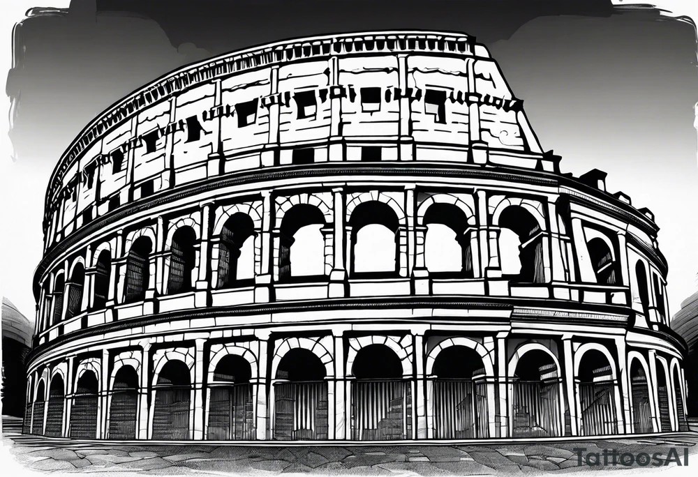 colosseum with cobble stone tattoo idea
