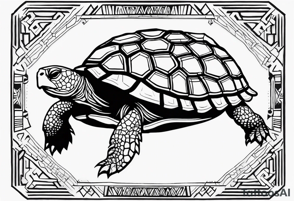 native american tortoise with the name sam incorporated into thje shell design tattoo idea