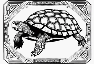 native american tortoise with the name sam incorporated into thje shell design tattoo idea