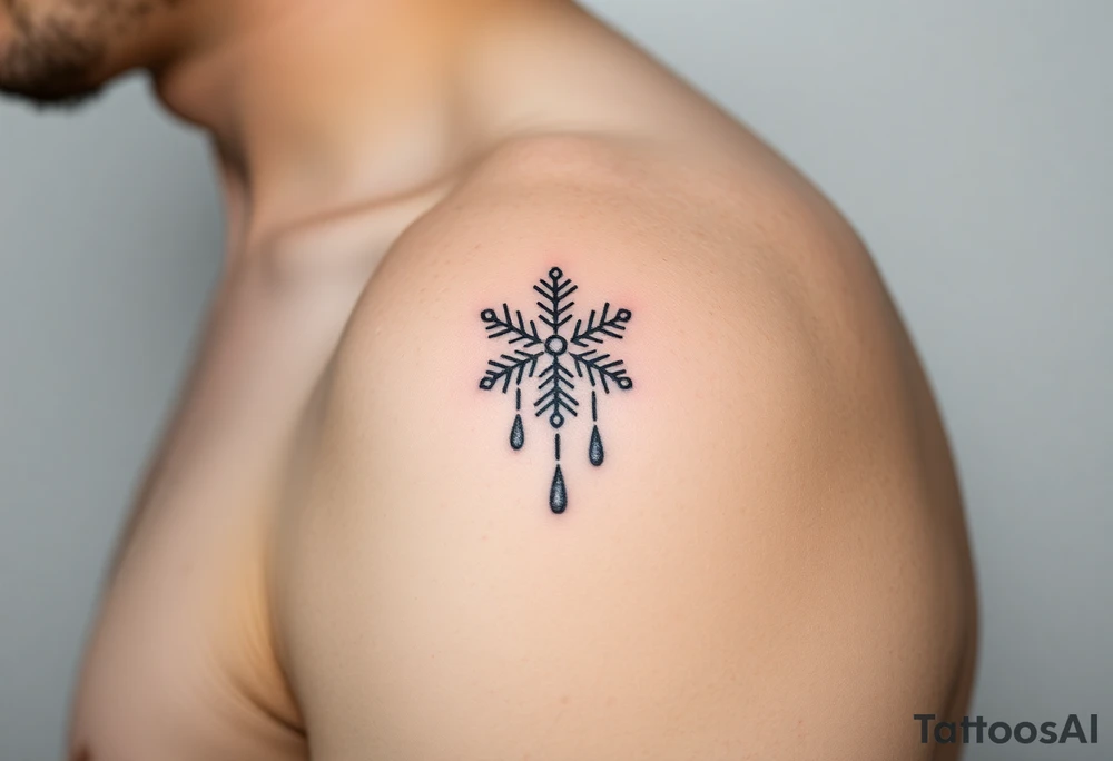 A snowflake melting and turning into rain drops tattoo idea