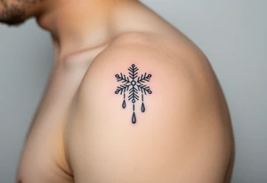 A snowflake melting and turning into rain drops tattoo idea