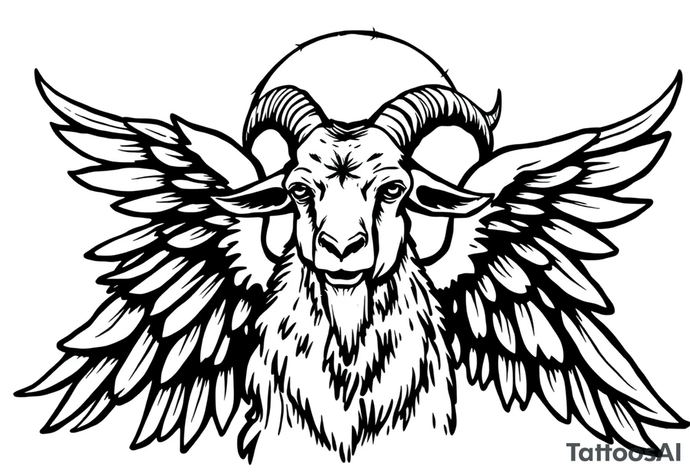 goat odd crying angel tattoo idea