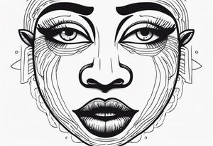 elongated cartoon face mouth open white eyes tattoo idea