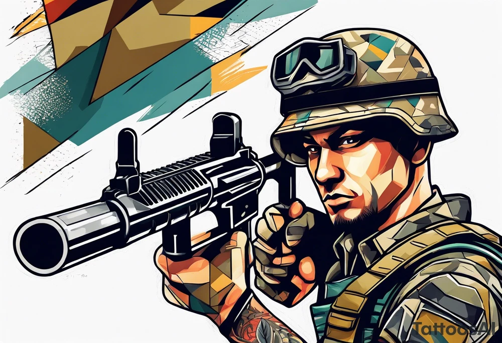 war soldier guns tattoo idea
