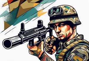 war soldier guns tattoo idea