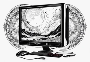 computer, space, fire tattoo idea