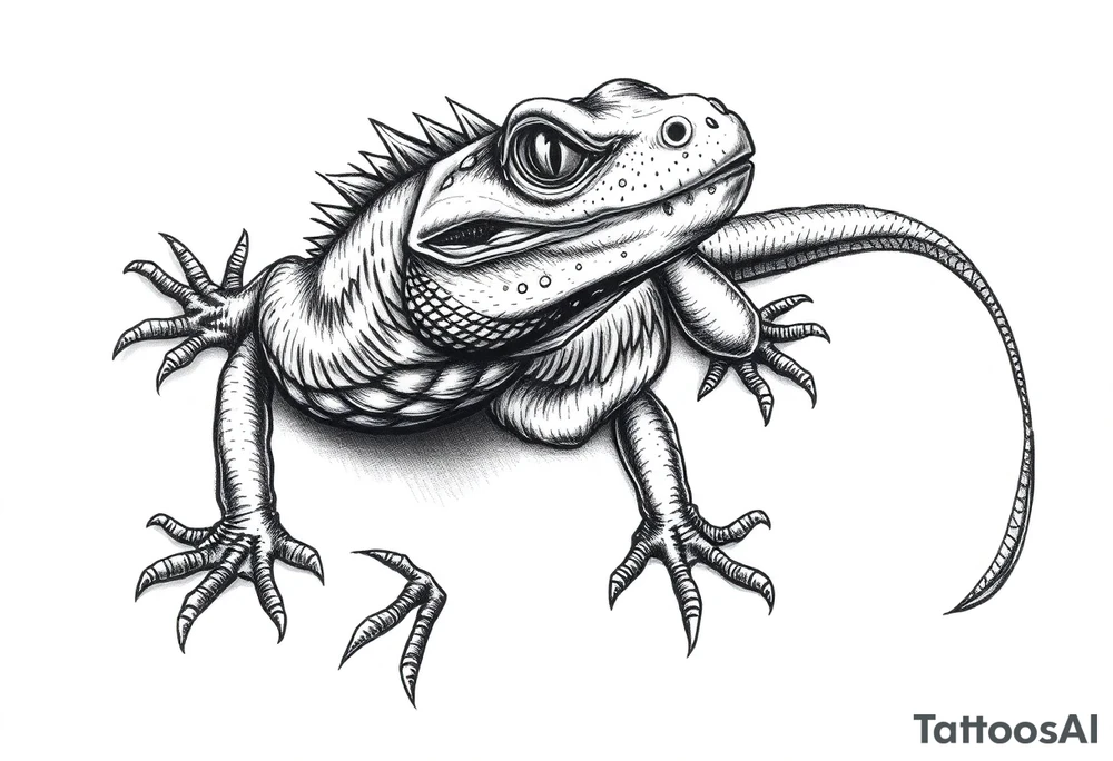 American Old school style black lizard tattoo idea