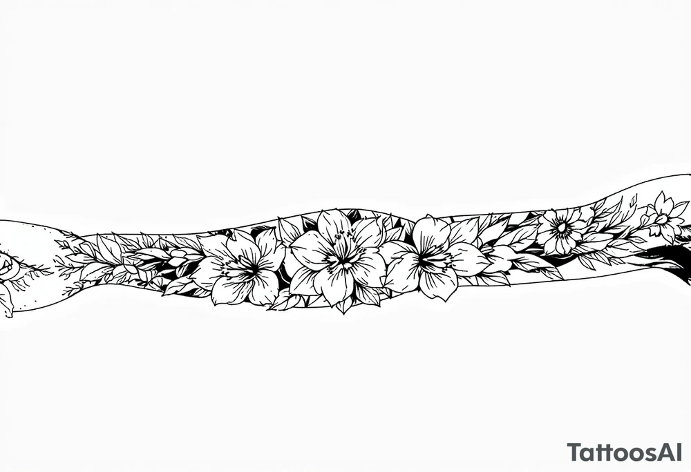 sleeve of narcissus flowers, holly and jonquil flowers tattoo idea