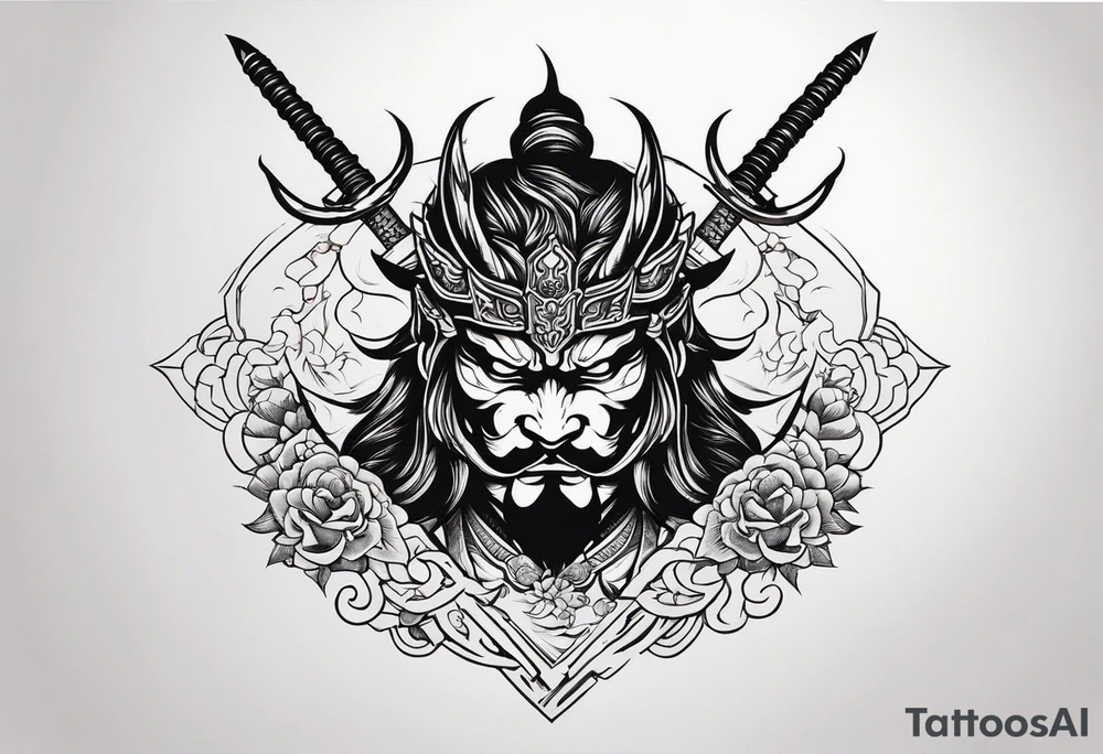samurai beheading demon tattoo idea