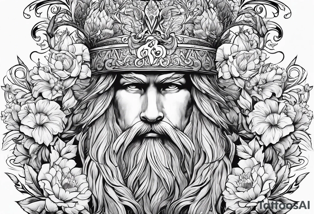 “Odin” in script cursive with April birth flowers placed nicely through it and a dogs nose print at the end tattoo idea