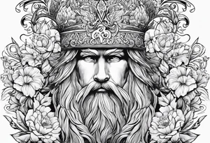 “Odin” in script cursive with April birth flowers placed nicely through it and a dogs nose print at the end tattoo idea