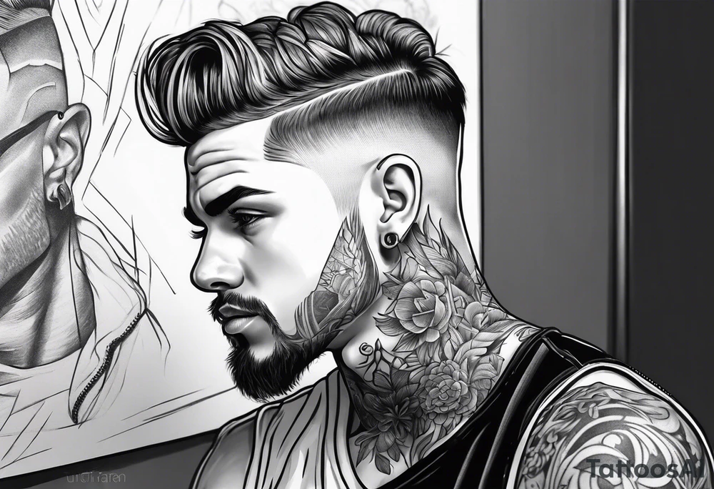 Tattoo artist with short haircut man young tattoo idea