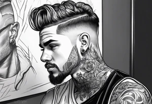 Tattoo artist with short haircut man young tattoo idea
