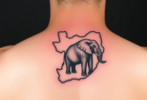 tattoo combining map of South Africa and elephant tattoo idea